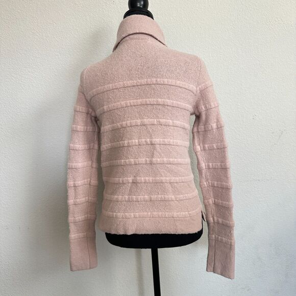 Lacoste Sweater Women 34 US Small Turtleneck Rabbit Wool Blend Knit Light Pink - Picture 4 of 9